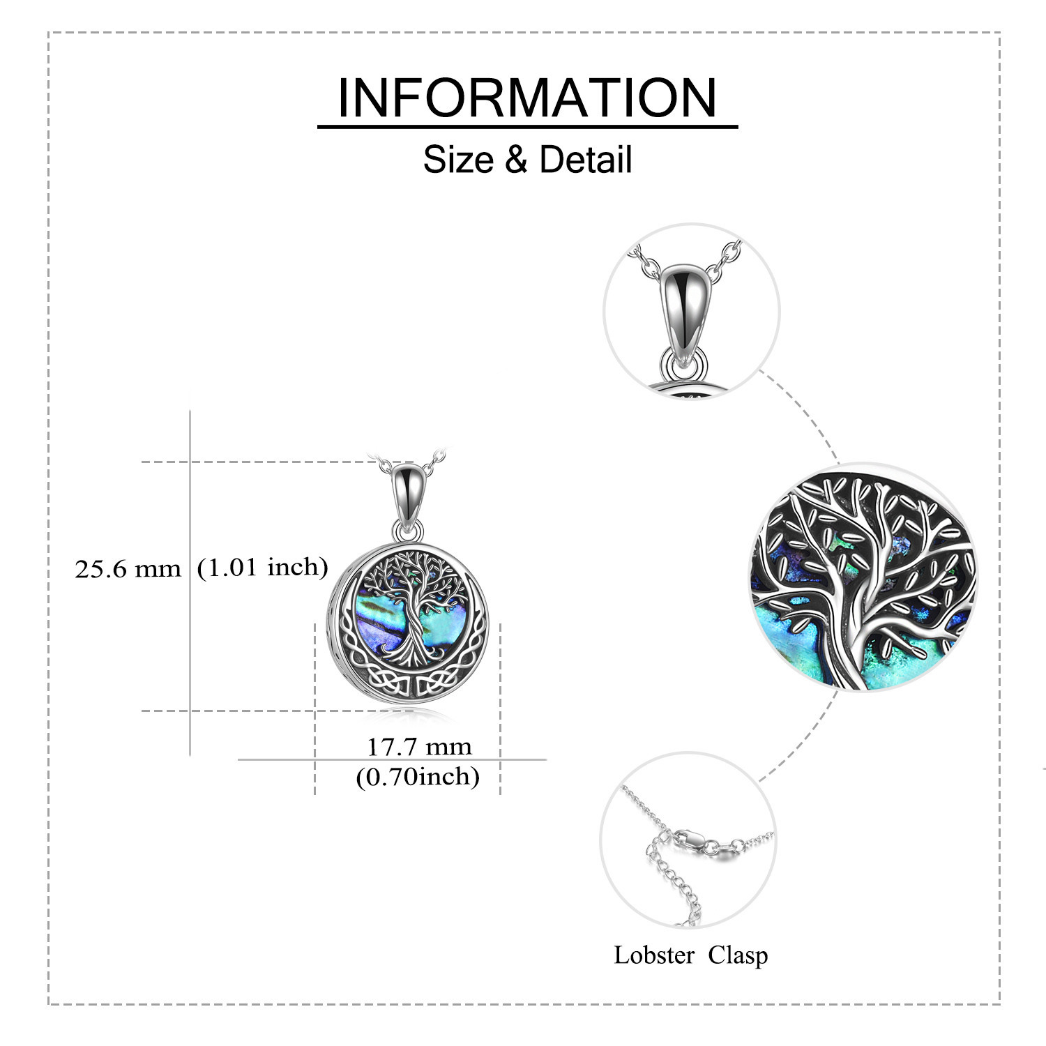 Women's 925 Sterling Silver Tree of Life Urn Necklace